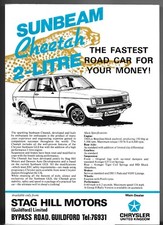 Chrysler Sunbeam Cheetah 2-Litre 1979 UK Market Single Sheet Sales Brochure 