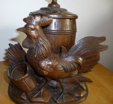 Ancien grand pot à tabac COQ -  forêt noire - XIXe