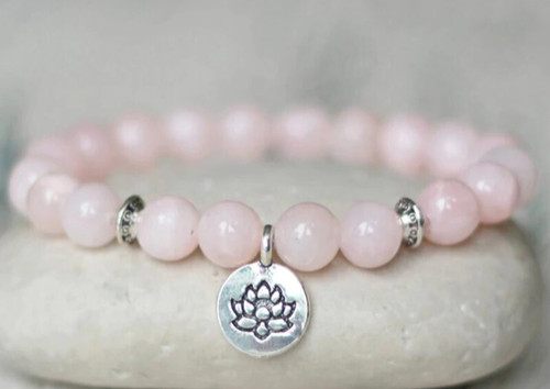 Bracelet perles quartz - perles, rose