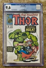 Mighty Thor #385 (Marvel, 1987) CGC 9.6, Stan Lee story, Hulk app. White pages.