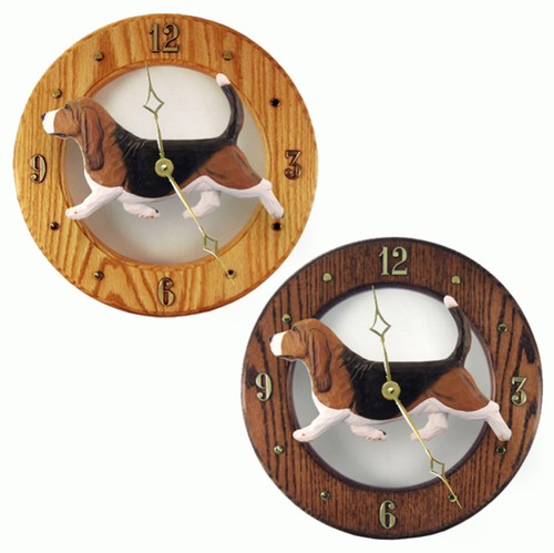 Horloge basset hound bois - en,