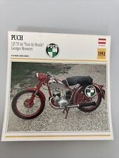 Puch 125 TS tour du monde Georges Monneret 1951 carte moto de collection Atlas