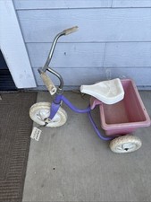 Vintage Girls  Roadmaster Tricycle Made In USA Unisex Purple Basket Rare