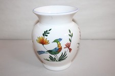 Small earthenware ball vase by Gien, decor birds of paradise, height 13.5 cm