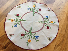 ancien napperon rond  toile de