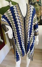 Iconic Orange Label Missoni - Zigzag Chevron Knit - Poncho w/ Fringe - One Size