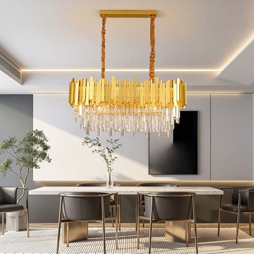 Suspension cristal doré 80cm - suspension,
