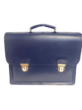 CIU 421 cuir Bleu Mallette Serviette à rabat Sacoche Briefcase Occasion