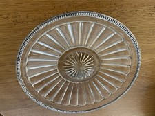 Plat ancien en cristal monture en argent poinçon Minerve 