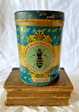 RARE Antique French CONFISERIE A BASE DE MIEL HONEY Litho Tin c1910