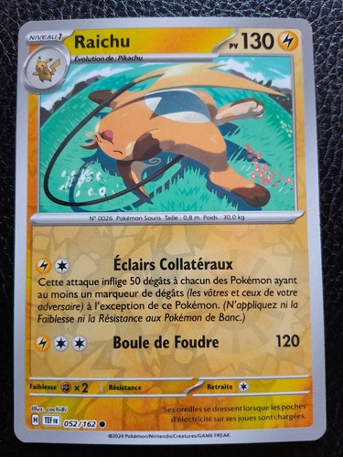 Carte pokémon reverse - carte, raichu