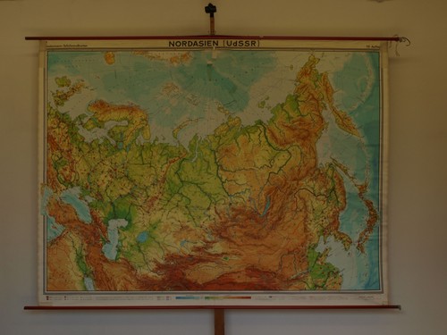 Carte murale scolaire 1970 - murale,