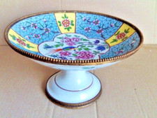 Ancien compotier coupe fruits porcelaine Tour bronze vintage collection