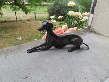 antique bronze greyhound 21.8 cm with brown patina