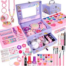 Makeup child toy 59pcs washable suitcase makeup set for girls...