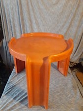 VINTAGE MODERN GIOTTO STOPPINO/ KARTELL BEYLERIAN LTD ORANGE 15"T X 18"DIA TABLE