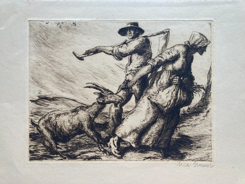Radierung paysage femme - radierung,