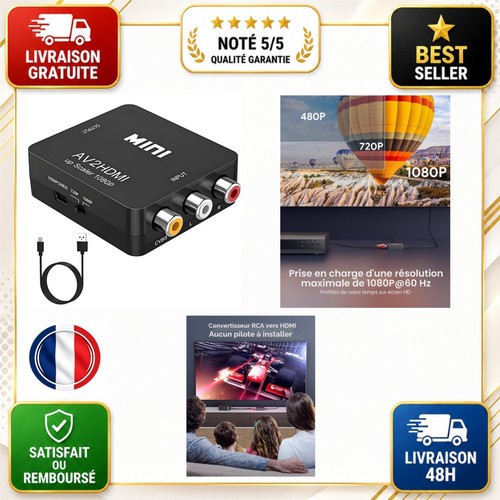Convertisseur rca vers hdmi - av,
