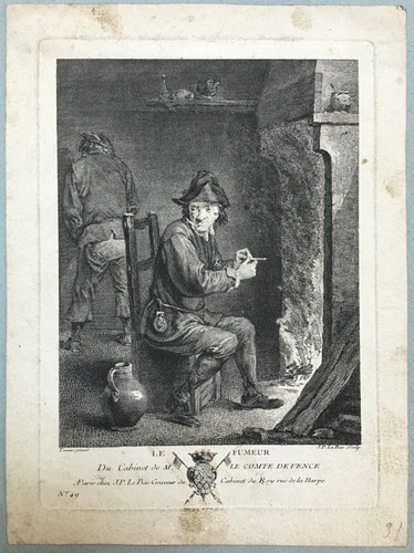 Gravure xviiie tabac fumeur - gravure,