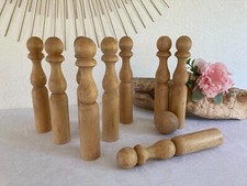 525 ⚜️ Decoration set of 9 wooden pins a ball height 24 cm vintage