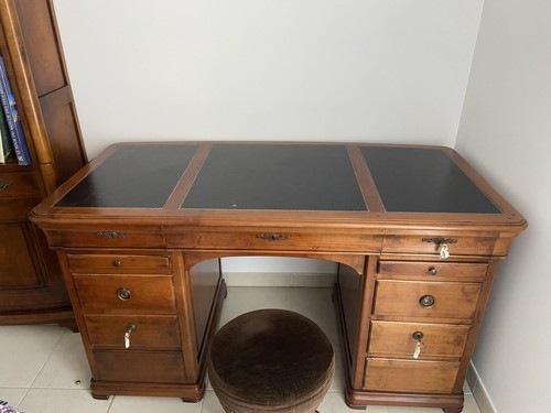 Bureau merisier cuir - bureau,
