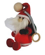 Suspension bois Père Noël ressort – jouet déco Noël enfant