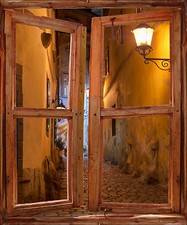 Sticker mural fenêtre trompe