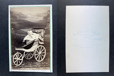 Baby in His Pram Vintage cdv albumen print.  CDV, albumen print