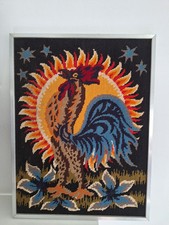 Tapestry after Jean Lurçat. vintage canvas pattern rooster wall painting framed