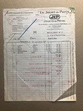 JEP invoice paris toys 1938 toys great plane car canoe