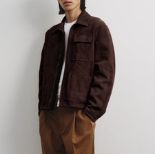 Blouson cuir marron foncé