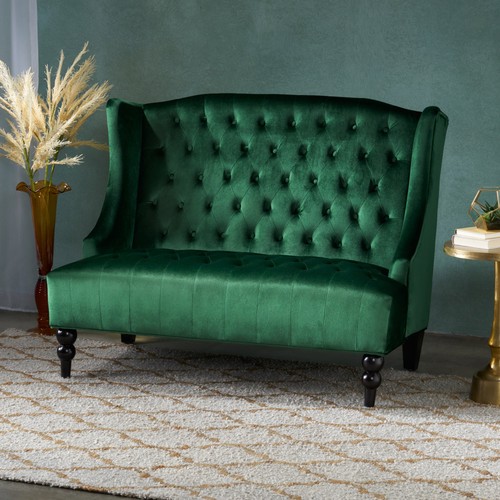 Loveseat green leather sofa - loveseat,