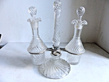 Huilier Vinaigrier ancien ,XIX eme  verre et métal cuisine art de la table