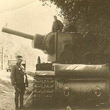 **BEST! Wehrmacht Troops w/ KO'd Russian KV-2 Panzer Tank Armed w/ 152mm Gun!**