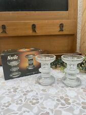 Pair of Vintage Luminarc Glass Candle Holders - With Original Candle Holder Box