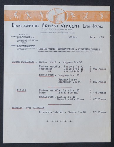 Facture lyon 1935 ernest - lyon,