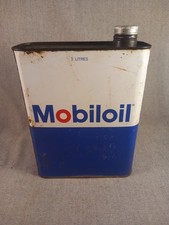 Ancien bidon d'huile Mobiloil, bidon de collection vintage de 22cm