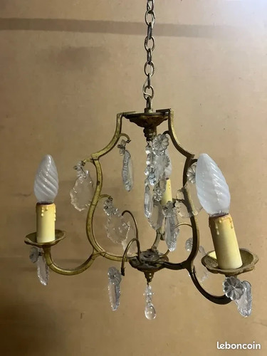 Lustre bronze pampilles - lustre, à