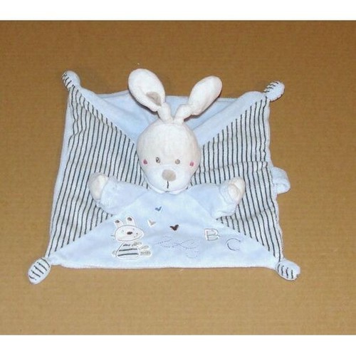 Doudou plat lapin bleu - bleu, abc