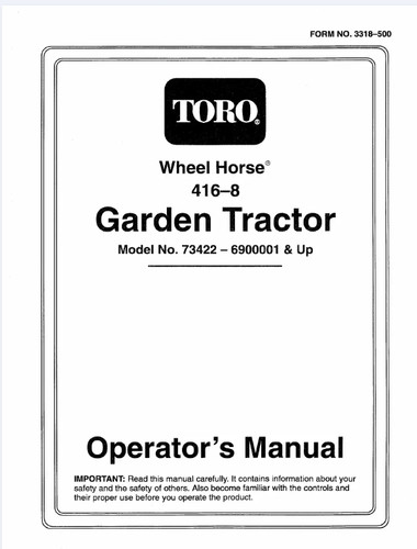 Toro wheel horse 416 garden - wheel, 416-8