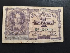 Belgium 1 Franc Banknote – 1916 Issue – WWI Era Rare Collectible