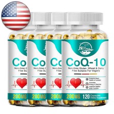 CoQ10 200mg Softgels | 4 x 120 Count | Non-GMO and Gluten Free | Coenzyme Q-10