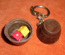 Small Barrel WINE GRANJI Keyring Keyring Opens + 2 Dice Play Wood #4