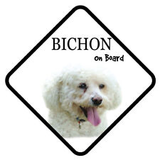 BICHON FRISE On Board Car Sign With Sucker Dog Stickers