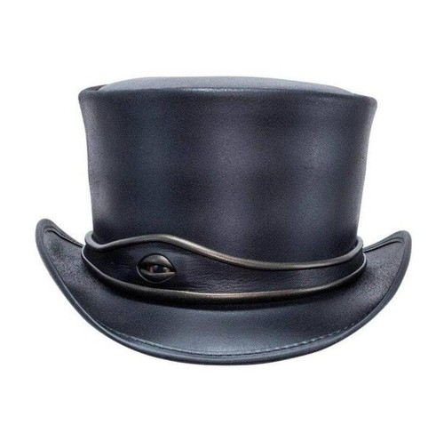 Chapeau cuir noir bandeau - chapeau,