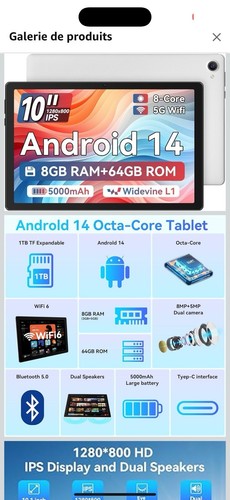 Tablette android pouces 64 - android, 10