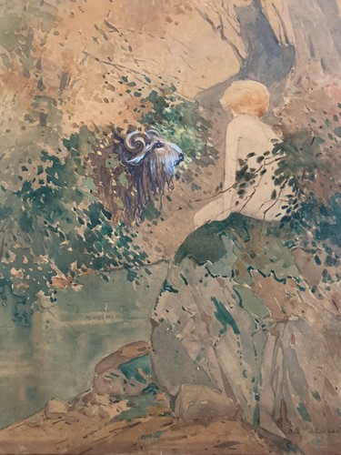 Peinture gouache symboliste - peinture,