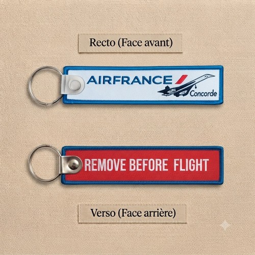 Porte clé brodé avion flamme - porte,