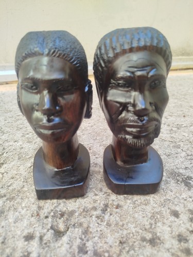 Paire bustes sculptes ébene - bustes,
