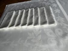 Tablecloth And 8 Towels Flowers Lilies Embroidery Monogram Crown Coat of Arms Offered